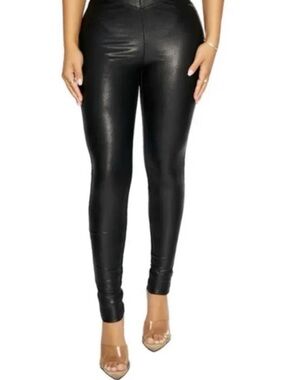 naked wardrobe Black Faux Leather High-Rise Leggings